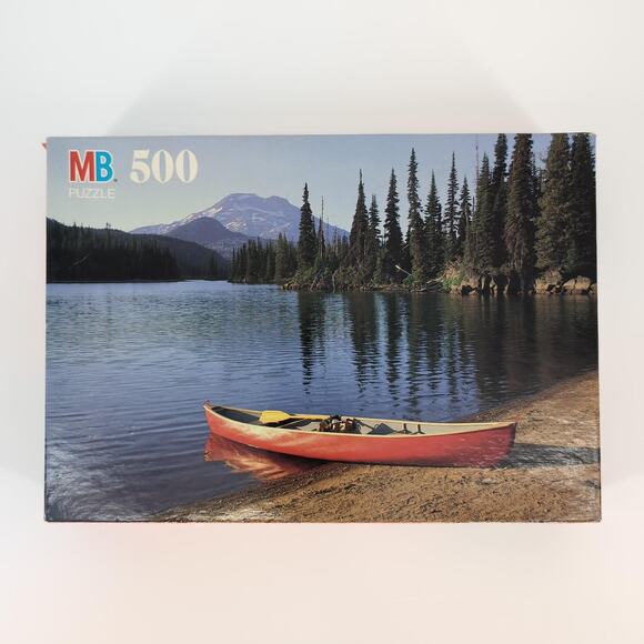 MB Milton Bradley 500 Fully Interlocking Piece Sparks Lake, OR Jigsaw Puzzle GUC - Picture 1 of 10